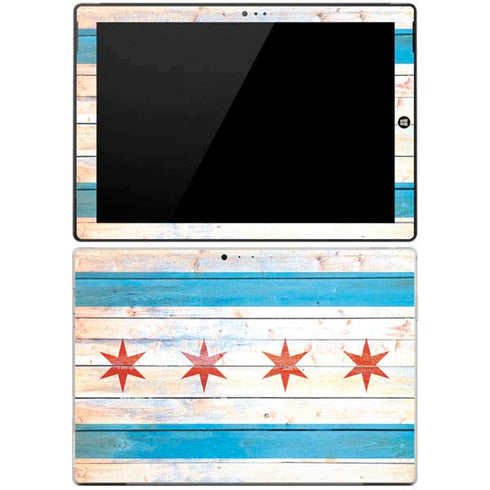 Chicago Flag Light Wood Surface Pro 3 Skin